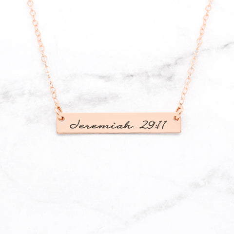 Isaiah 41:10 Necklace - Sterling Silver Bar Necklace
