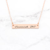 Jeremiah 29:11 Necklace - Rose Gold Bar Necklace
