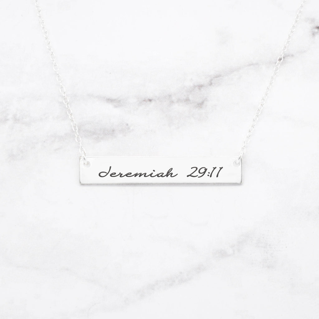 Jeremiah 29:11 Necklace - Sterling Silver Bar Necklace