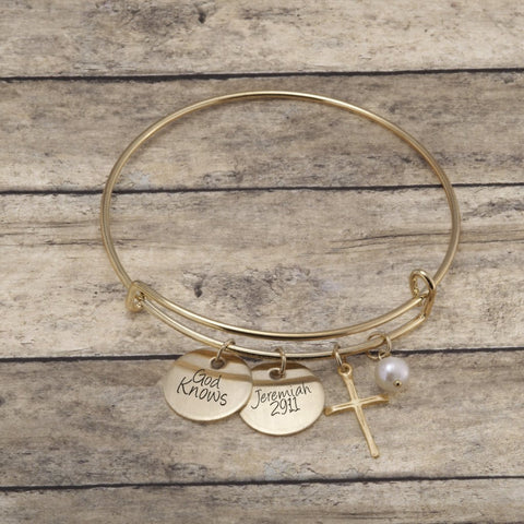 Personalized Rose Gold Bangle - Custom Initial Bracelet