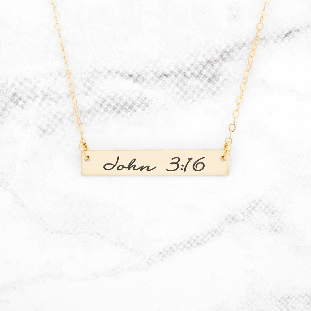 John 3:16 Necklace - Gold Bar Necklace