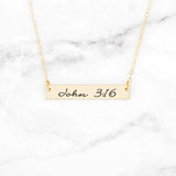 John 3:16 Necklace - Gold Bar Necklace