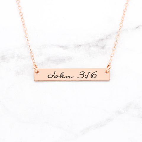 Philippians 4:13 Necklace - Gold Bar Necklace