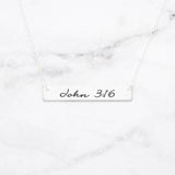 John 3:16 Necklace - Sterling Silver Bar Necklace