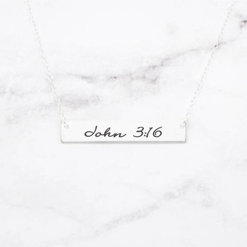 Isaiah 41:10 Necklace - Sterling Silver Bar Necklace