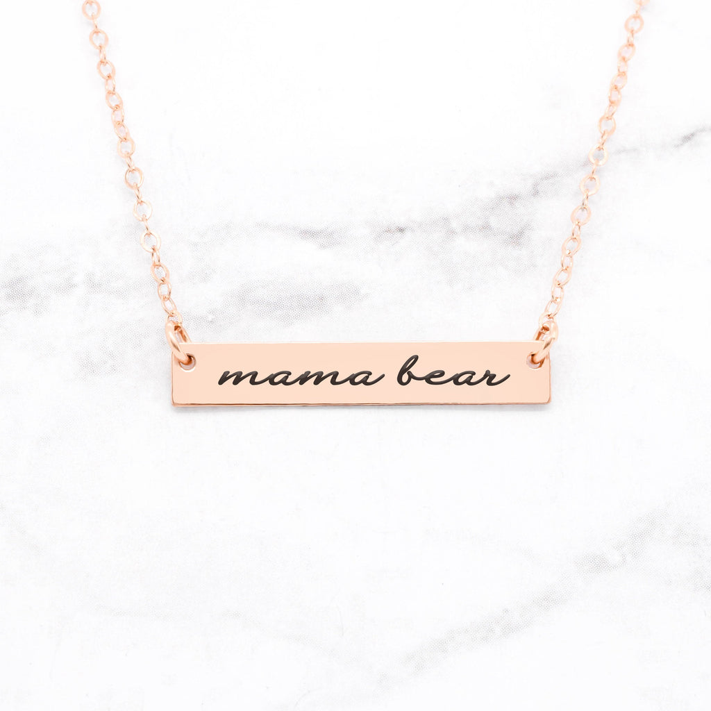 Mama Bear Bar Necklace - Sterling Silver