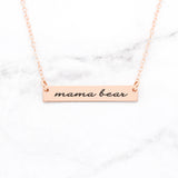 Mama Bear Bar Necklace - Rose Gold
