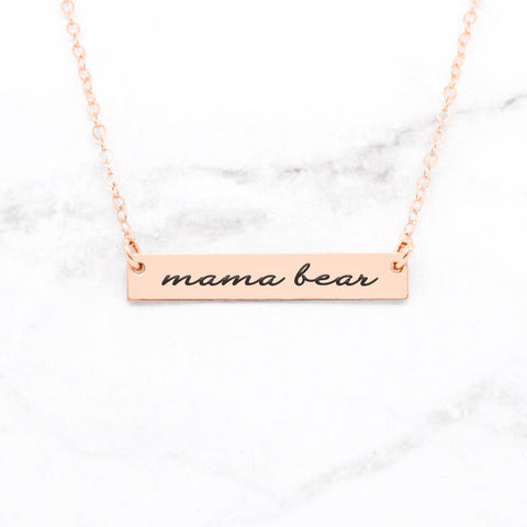 Mama Bear Bar Necklace - Gold