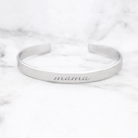 Personalized Silver Bangle - Custom Coordinates Bracelet