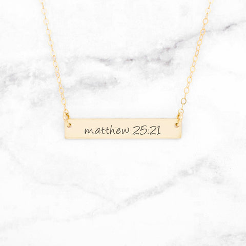 Bible Verse Necklace - Gold Bar Necklace
