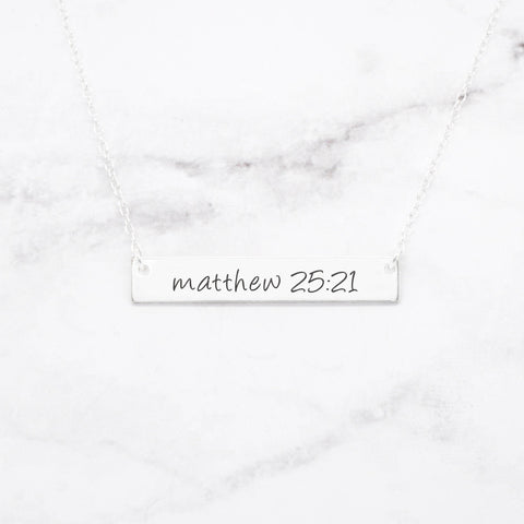 Philippians 4:13 Necklace - Rose Gold Bar Necklace