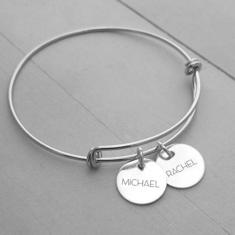 Personalized Gold Bangle - Kids Name & Date Bracelet