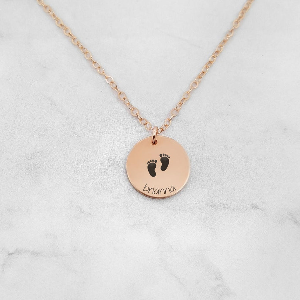 mother to be necklace • sterling silver foot print • baby shower gift -  EFYTAL Jewelry