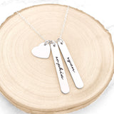 Personalized Kids Name Vertical Bar Necklace with Charm in Sterling Silver