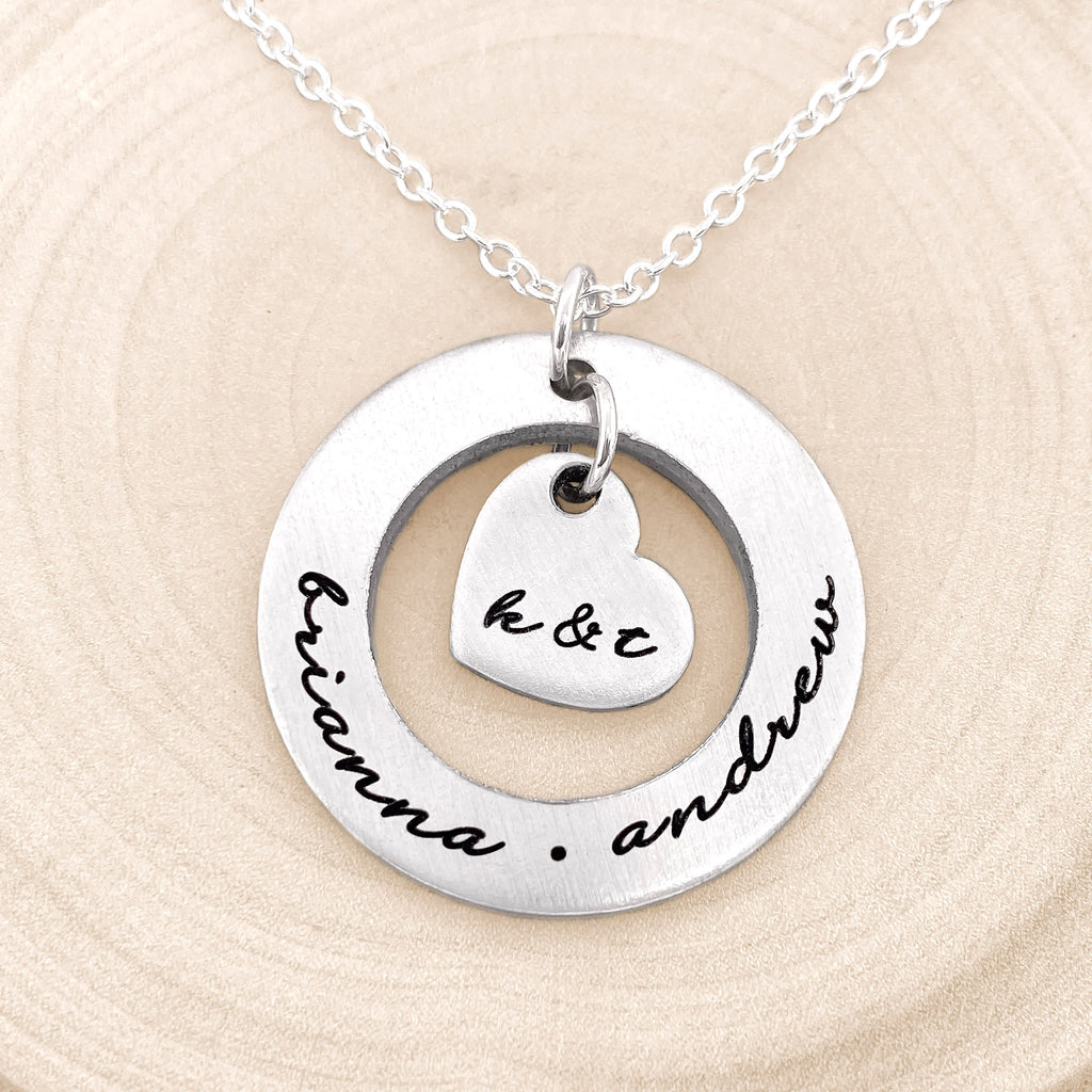 Personalized Necklace with Kids Names and Parents Initials