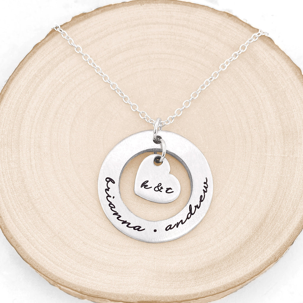 Personalized Necklace with Kids Names and Parents Initials