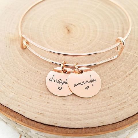 Personalized Gold Bangle - An Adjustable Name Bangle With Your Name Or Dates