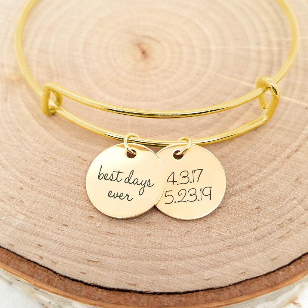 Personalized Date Bangle - Gold