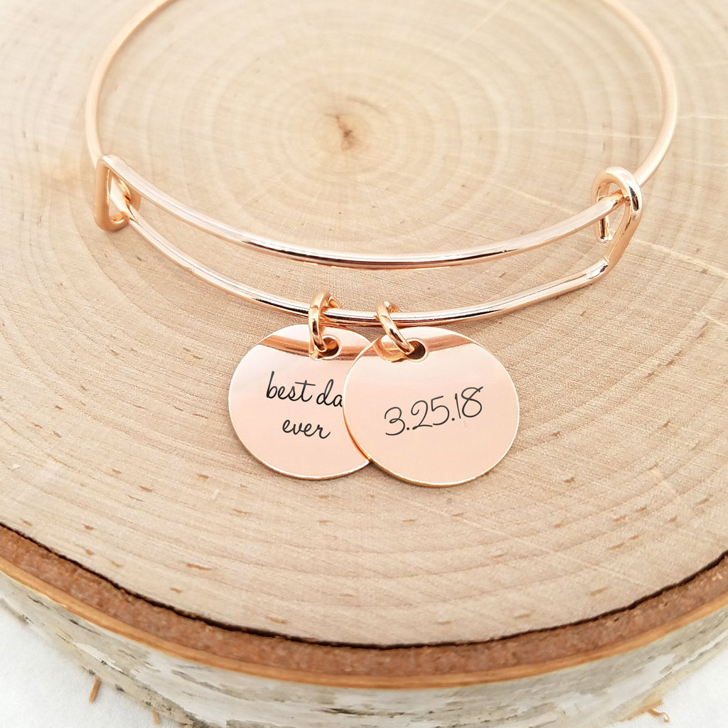 Personalized Date Bangle - Rose Gold