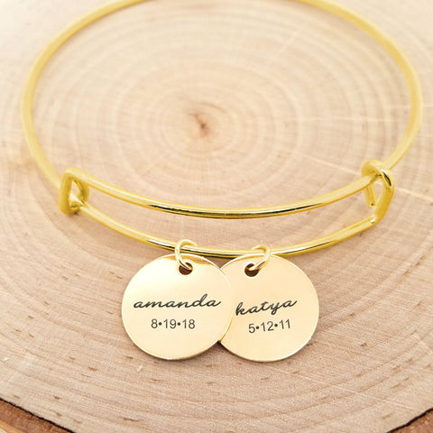 Personalized Gold Bangle - Custom Initial Bracelet
