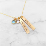 Personalized Mom Necklace- Gold Kids Name Necklace With Birthstones