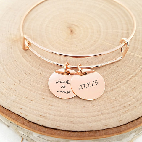 Personalized Date Bangle - Sterling Silver