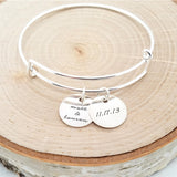 Personalized Silver Bangle - Anniversary Bracelet