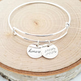 Personalized Silver Bangle - Custom Coordinates Bracelet