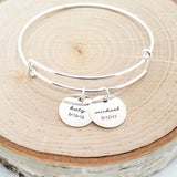 Personalized Silver Bangle - Kids Name & Date Bracelet