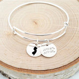 Personalized Silver State Bangle - Coordinates Bracelet