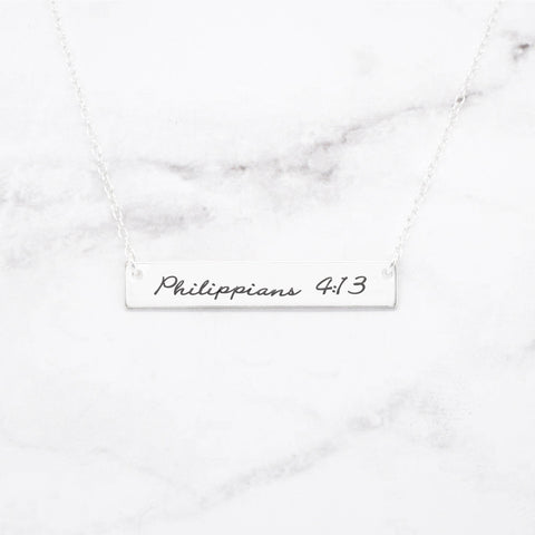 Bible Verse Necklace - Sterling Silver Bar Necklace