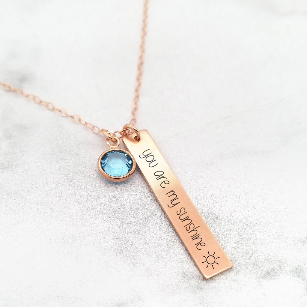 You Are My Sunshine Necklace - Rose Gold Personalized Necklace For Mom