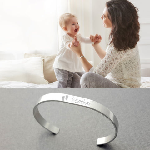 Personalized Silver Bangle - Anniversary Bracelet