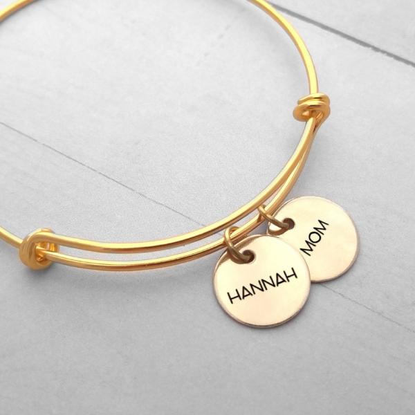 Personalized Gold Bangle - An Adjustable Name Bangle With Your Name Or Dates