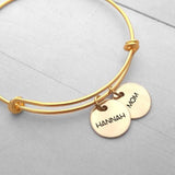 Personalized Gold Bangle - An Adjustable Name Bangle With Your Name Or Dates