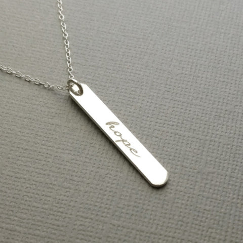 Faith Necklace - Sterling Silver Quote Bar Necklace