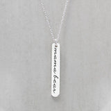 Mama Bear Vertical Necklace - Sterling Silver Necklace