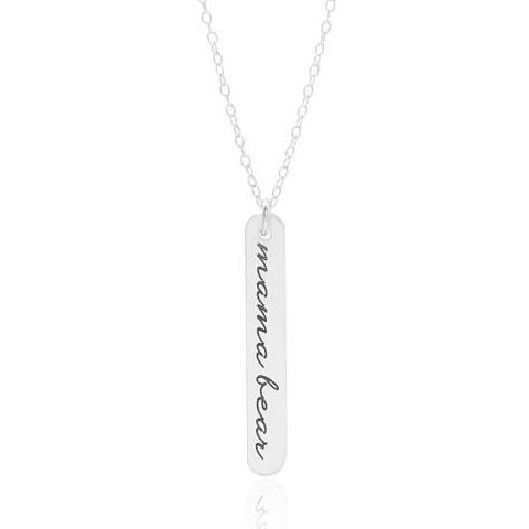 Mama Bear Bar Necklace - Sterling Silver