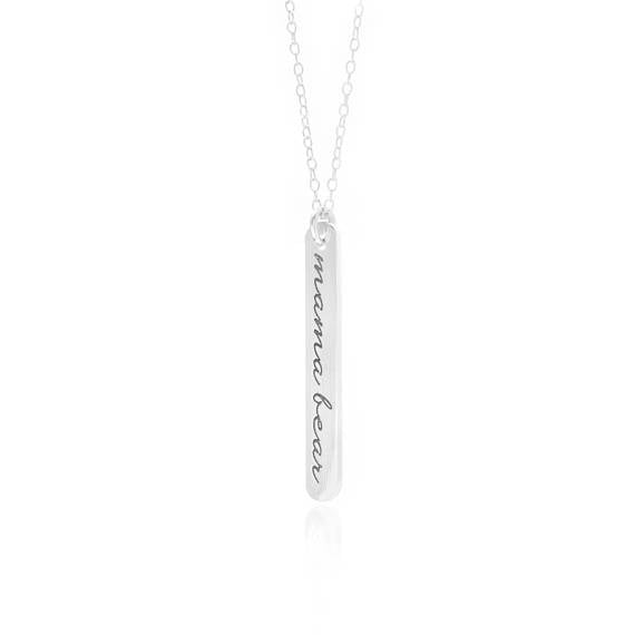 Mama Bear Vertical Necklace - Sterling Silver Necklace