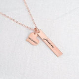 Nana Necklace or Mothers Necklace - Personalized Bar Necklace with Heart - Sterling silver, Gold, or Rose Gold