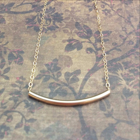 Sterling Silver Curved Bar Necklace