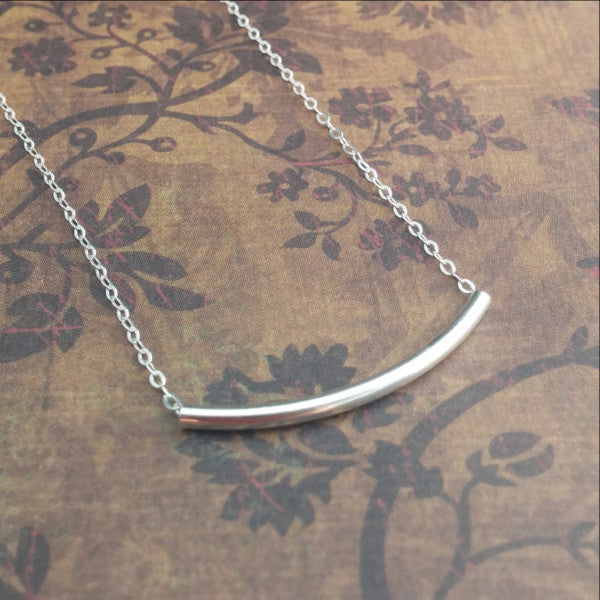 Sterling Silver Curved Bar Necklace