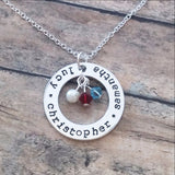 Personalized Necklace with Kids Names and Birthstones