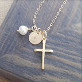 Personalized Gold Cross Necklace