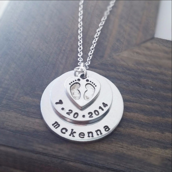 New Baby Necklace with Name and Date