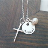 Personalized Sterling Silver Cross Necklace