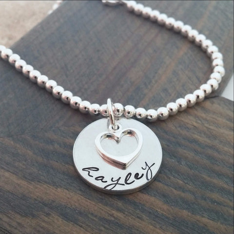 Heart Charm Personalized Initial Necklace