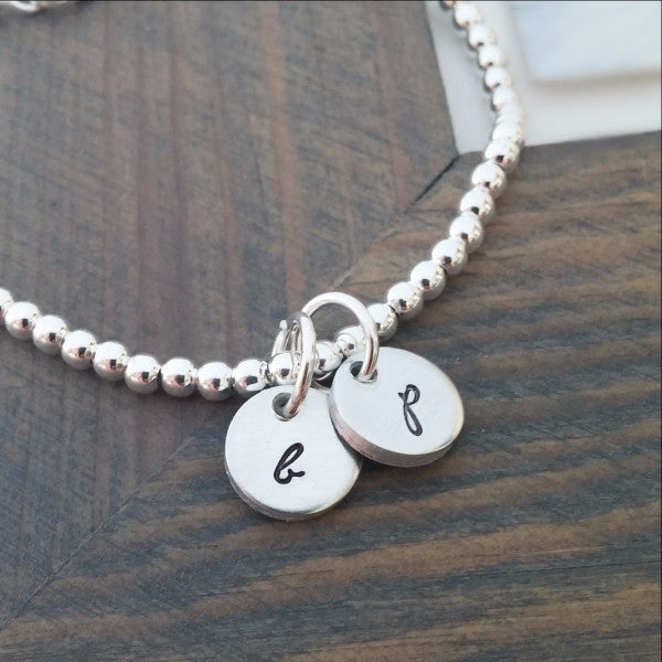 Personalized Bracelet with Hand Stamped Initial Discs