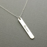 Love - Vertical Sterling Silver Bar Necklace