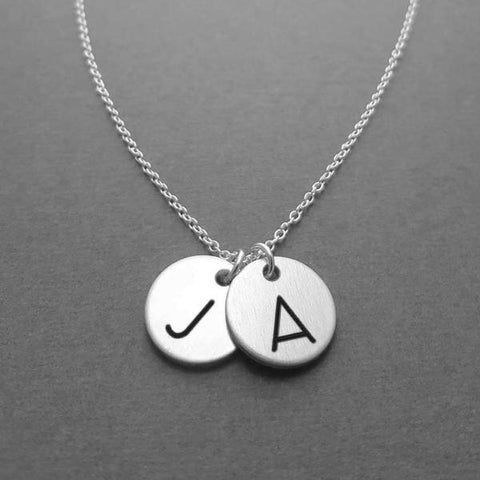 Couples Initials and Engagement Ring Necklace